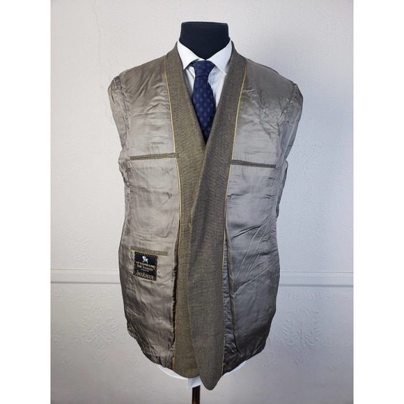 Hart Schaffner Marx Gold Trumpeter Brown Gold 2 Button Wool Blazer Mens 44R - Picture 4 of 5